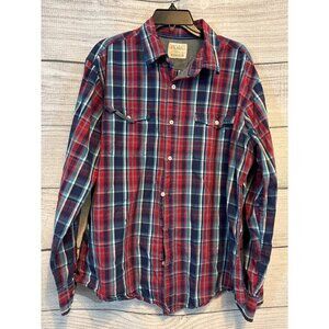 PD&C Mens Plaid Button-Down Long Sleeve Shirt Size L